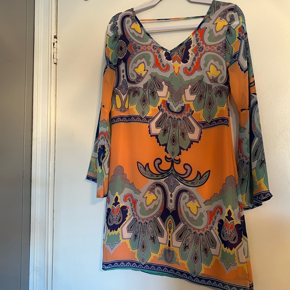 Vintage 3/4 Sleeve Patterned Dress